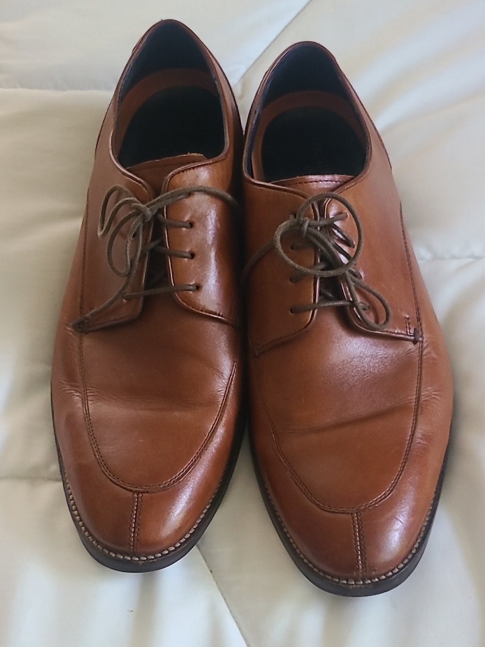 Cole Haan Grand.ØS Men's Leather Derby Dress Shoes Brown 10.5 M Almond Toe